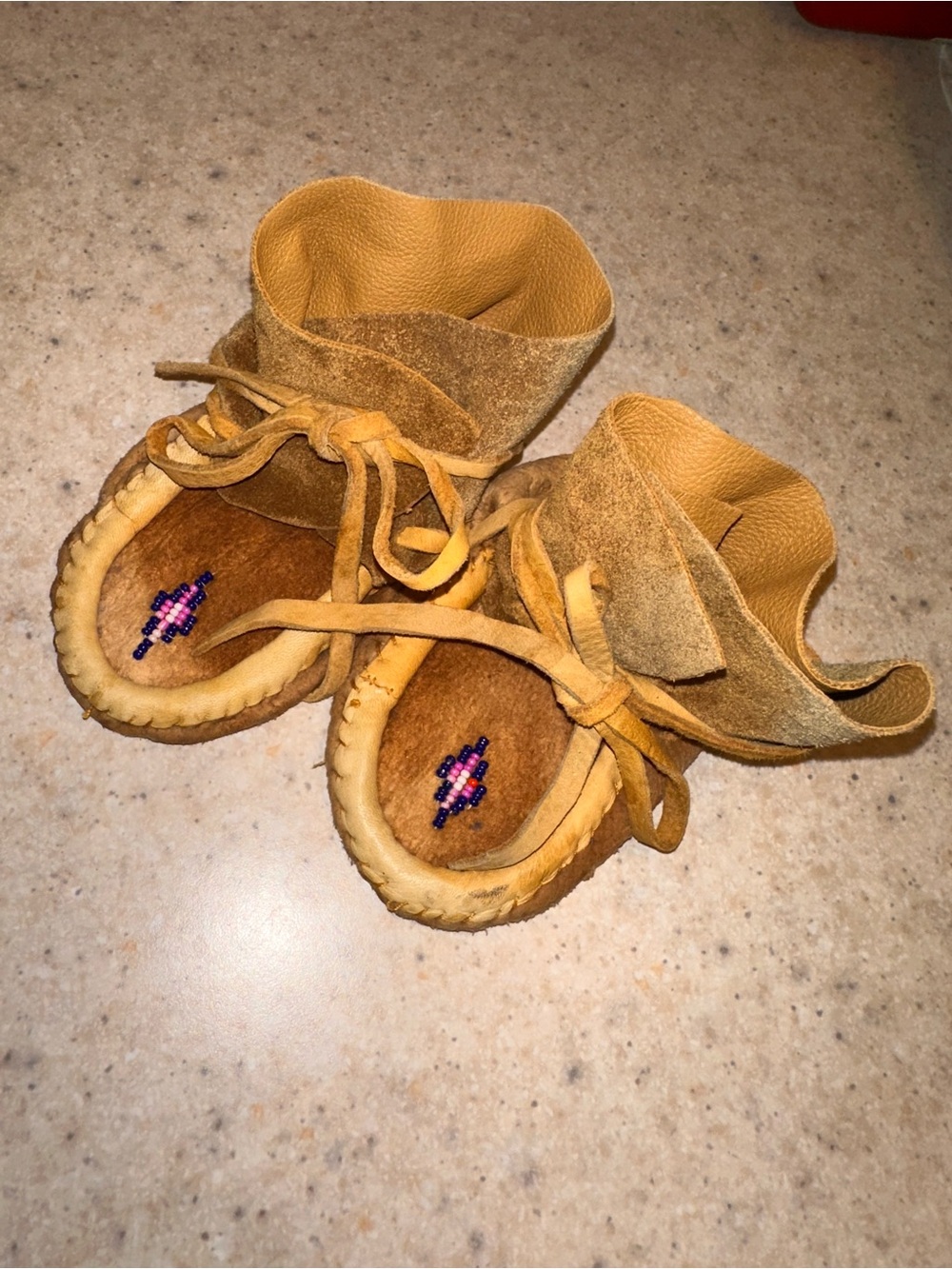 ⭐️ Handmade Leather Toddler Moccasin Boots with Bead Detail
